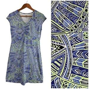 Title 9 Dress Blue Geometric Print Athletic Comfort Stretch Sz S Pickleball Golf